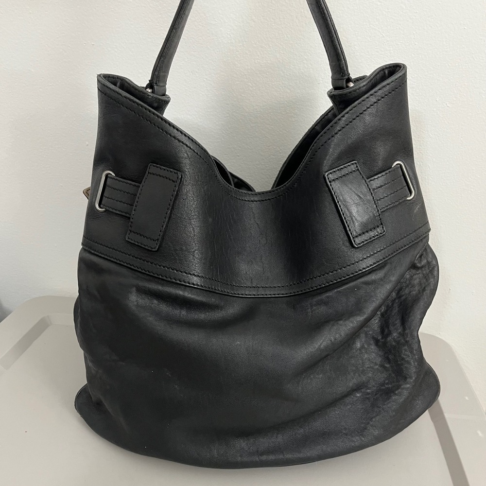Burberry Black Leather Compton Hobo Convertible Large Shoulder Bag Purse READ - Picture 7 of 16